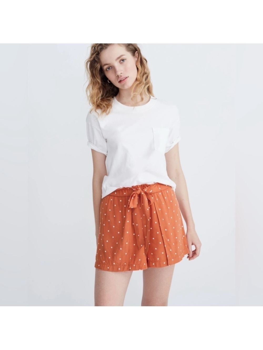 New Without Tags | Madewell | Sz M | Dot Drapey Pull On Shorts Tie Front
